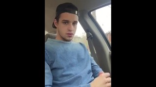 Hot guy cumming in his car