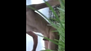 Hot Slender College Jock Strips, Jerks, and Cums outside