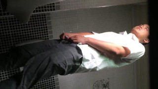 Toilet SpyCam 2, young Asian gay cumshot