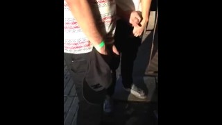 Guy Lend His Buddy A Hand While Pissing