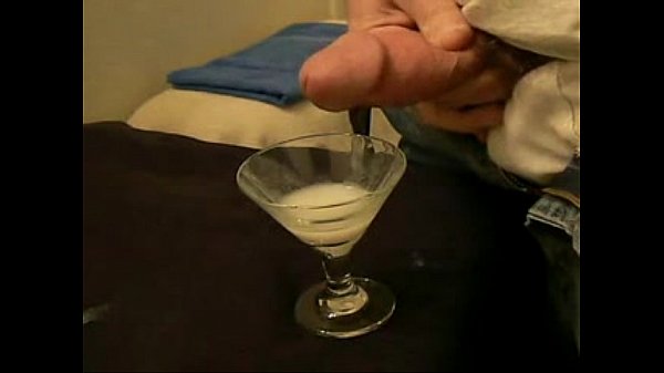 huge cumshot in a glass 30 second long male orgasm
