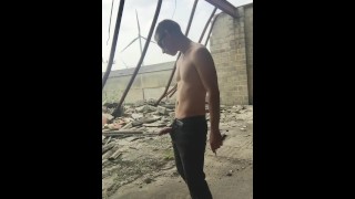 Jock having a smoke and public piss for all to smell