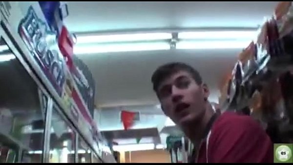 Lad wanks and cums in supermarket ailse while mates wait, gay first time amateur