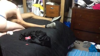 Open door. Anon. Ass Up. Shoes on. Condom to bareback sex, gay straight Bareback