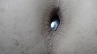 Extreme close up: Ben Wa ball anal penetration with anus contractions