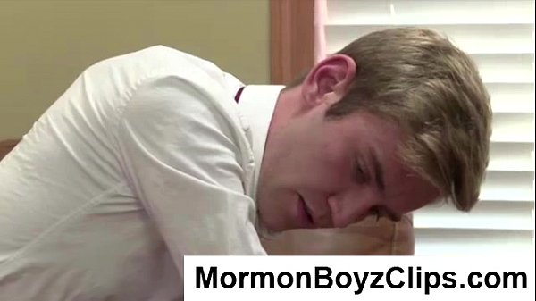 Hot young gay Mormon guy masturbates in office