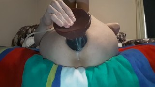 Nova ribbed dildo knotted ft. large creampie