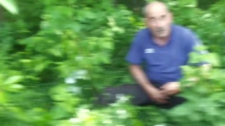 Russian daddy in the woods showing his uncut cock/no cum shot