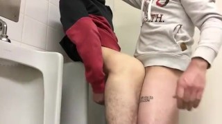 Sucking and buttfucking in public restroom, Bareback gay porn sites