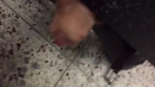 Understall Public Restroom at College Campus, 2 dudes in a row