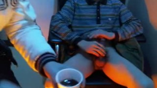 Korean daddy got a blowjob in a PC room, best free young Asian gay porn