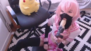 Lewd cosplay slut plays with toys, gay daddy amateur