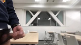 public jerk off and cum in the school