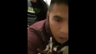 Horny thinks bare fucking in public toilet, anal gay Bareback