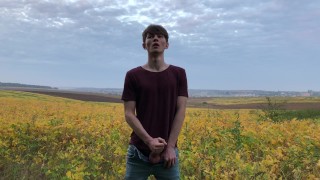 Hot boy MASTURBATE OUTDOOR / 23 cm / Huge DICK / Sexy ABS / Teen Boy / Stud