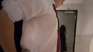 Joey Delreys: Jock Fucking Horny Twink in The Movie Theatre Restroom, gay Bareback first time