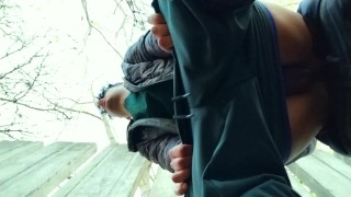 Public bareback quickie and cum inside twink, young Bareback gay